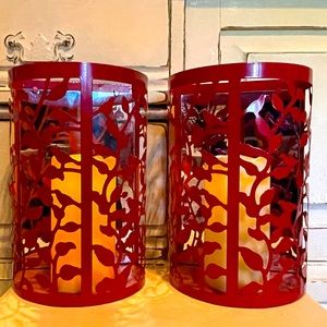 Red Metal Hanging Candle Holder Lanterns set of 2